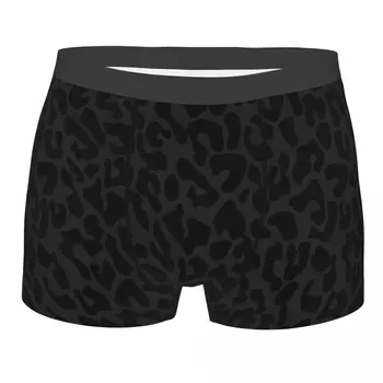 Leopardo negro de Homens de Cueca Boxer Shorts, Cuecas Sexy Respirável Cuecas para homens Plus Size