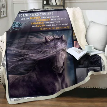 Letra Animal Cavalo Impresso Colcha Macia Quente Luxuoso Jogar Mantas para o Sofá-Cama Nap Tampa Incentivar a Expressar o Amor Presente em Casa de roupa de Cama