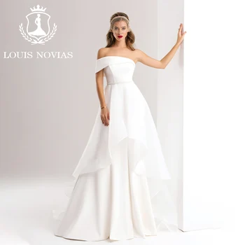 LOUIS NOVIAS 2 IN1 Vestido de Noiva Sereia Com Jaqueta de 2023 Barco de Pescoço Destacável Trem Bainha de Tule Vestido de Noiva Vestidos De Noiva