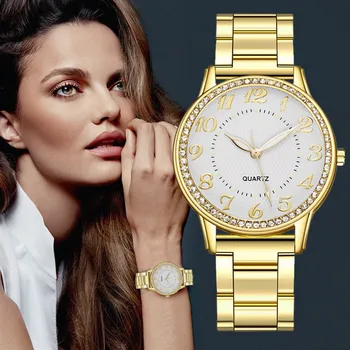 Luxo de Nova Senhoras Relógios de Quartzo do Aço Inoxidável Material de Moda Casual Relógios para Presentes Часы Женские Наручные