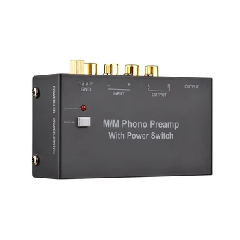 M/M Phono de Áudio Amplificador com Interruptor de Alimentação Ultra-compacto pré-Amplificador Fono mesa Giratória de pré-amplificação com a RCA 1/4 polegadas TRS Interface