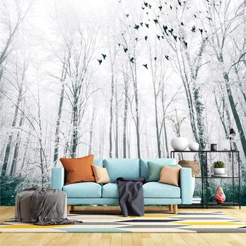 Madeira floco de Neve 3D Personalizado sala de estar, quarto personalizado auto-adesivo papel de parede mural