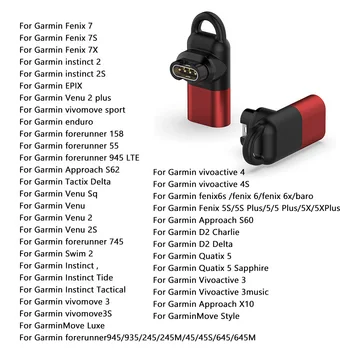 Micro USB/Tipo-C/IOS Assistir Adaptador de Carga com a Corda de segurança Orifício de Alimentação do Carregador Conector do Cabo para o Garmin Fenix 7/7/7 X/6/6/6