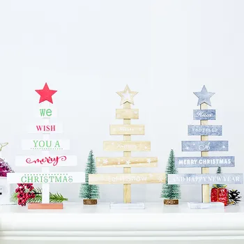 Mini Diy De Madeira Pintada Feliz Árvore De Natal, Decoração Do Ambiente De Trabalho Ornamento De Natal, De Festas De Boas-Vindas Tabela Cartões De Presentes
