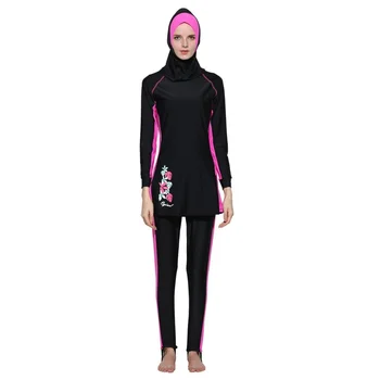 Modesto Muçulmano Trajes De Banho Hijab Muslimah Mulheres Plus Size Islâmica Nadar Vestir Maiô Surf Wear Esporte Burkinis