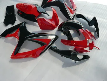 Moto Carenagem kit para GSXR600 750 K6 06 07 GSXR 600 GSXR750 2006 2007 red Hot preto brilhante conjunto de Carenagens+presentes SB72