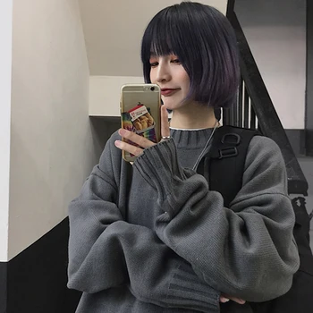 Mulheres de camisola outono Malha harajuku kpop gótico pulôver свитер оверсайз женский de manga Longa, punk, vintage coreano roupas