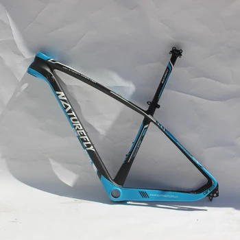 Naturefly de Carbono Frame da Bicicleta da Montanha de BTT Quadro da Bicicleta Ciclo de conjunto de quadros De 27,5 Azul Preto-E-Thru 142 milímetros Frete Grátis