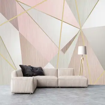 Nordic Pequena Rosa Fresca Moda Triângulo Geométrico 3D Personalizados para Quarto, Sala de estar, Sofá, TELEVISÃO de Fundo de Parede, Mural, Wallpape