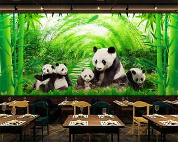 Papel de parede papel de parede personalizado panda floresta de bambu, fresco e simples de pintura decorativa na parede do fundo mural papier peint
