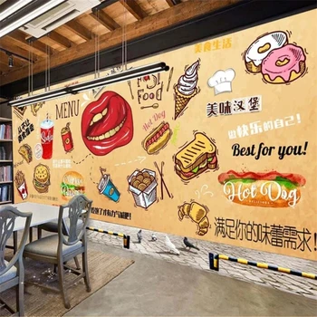 Papel de parede personalizado 3D murais pintados à mão, restaurante ocidental, papier peint de fundo, pintura de parede sala quarto em 3d papel de parede