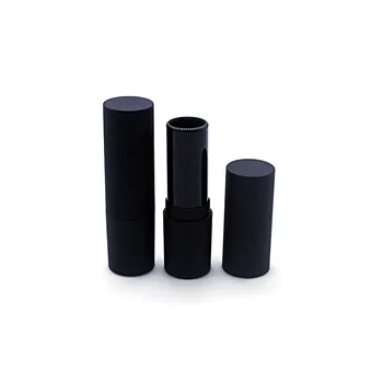 Plástico Preto Matte Lip Stick Tubo de Cosméticos Batom Embalagem Vazia Recipiente de Calibre 12.1 mm