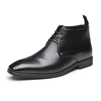 Primavera dos Homens Botas da Moda de Sapatos de Couro dos Homens Ankle Boots Estilo Simples Mens Inicialização Sapatos Ponto de Dedo do pé de Design de Moda Casual Botas
