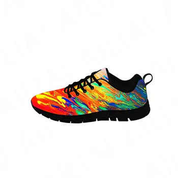 Quente Abstrato Multicolorido Esportes Mens Sapatos De Mulher Adolescente Tênis Casual De Alta Qualidade Par De Sapatos Mais Recente Preto Running Shoes