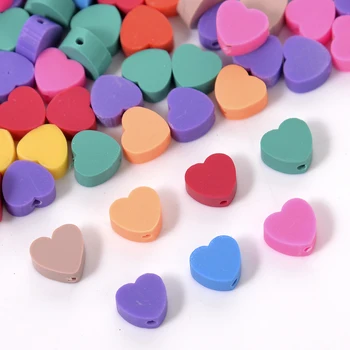 Querida Contas de Argila 30pcs Amor do Coração de Polímero de Esferas Espaçador para Fazer Jóias DIY Colar Braceletes Brincos Accessorie