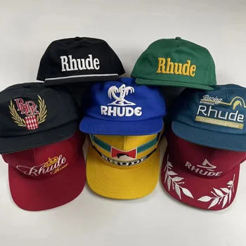 Rhude Boné De Beisebol Homens Mulheres Bordado Caps Etiqueta Interna Fivela Ajustável Chapéus