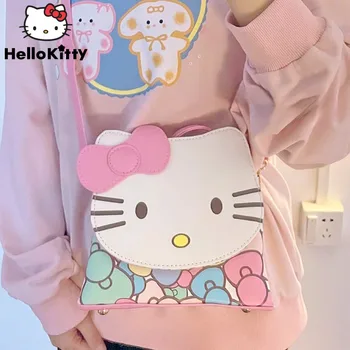 Sanrio Hello Kitty 2023 Novas Mulheres Crossbody Sacos De Doce-De-Rosa Y2k Aluno Messenger Bag Harajuku Ins Grande Capacidade Kawaii Bolsa
