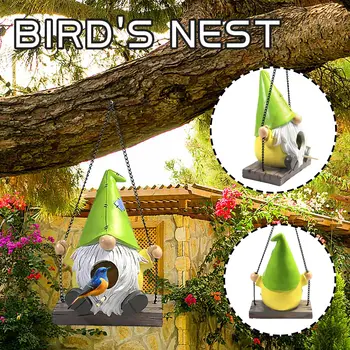 Simples, Ao Ar Livre Pássaro Villa De Madeira Ninho De Pássaro Decoração De Jardim Pingente De Pássaro Swing Brinquedos Gaiola Decoração