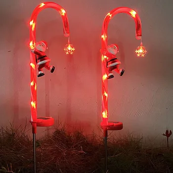 Solar luzes de Natal doces de cana-de-luz Pátio ao ar livre de Papai Noel penguin Led jardim villa de Férias Decoração Lâmpada do Gramado