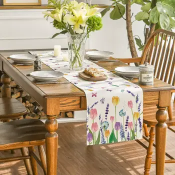 Toalha de mesa de Textura Macia e Resistente ao Desgaste, Anti-escaldante Decorativo Padrão Floral Mesa de Jantar, Corredor de Decoração de Casa
