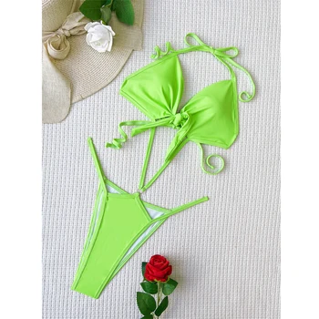 um pedaço swimsuit Bikini mulher Sexy ladies 2023 fato de banho mulheres de maiô verde, roupa de praia trikini curativo biquíni com bojo