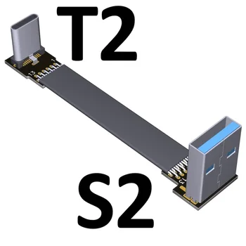 USB 3.0 Tipo Um Macho para USB3.1 Tipo C Masculino para Cima/para Baixo o Ângulo de Sincronização de Dados USB Cabo TypeC Adaptador de Conector FPC FPV Televisão de Cabo de T1A-S1B