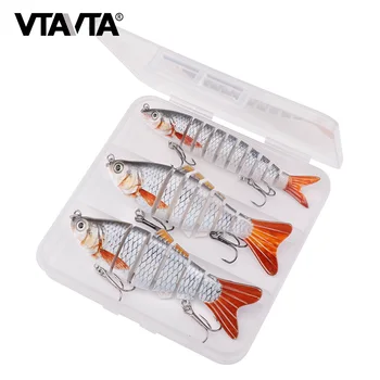 VTAVTA 3pcs/Caixa de 10 cm de Mistura Multi-Articulados de Isca de Pesca do Lure do Conjunto Afundando Wobblers Para o Pique de Iscas Artificiais Kit de Pesca Crankbaits