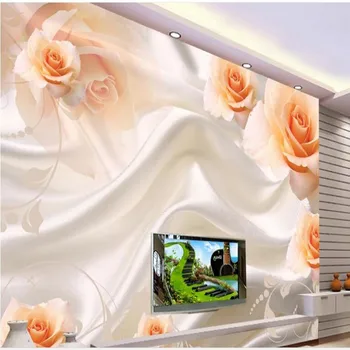 wellyu Personalizado grandes afrescos de rosas de seda padrão de plano de fundo de parede não tecido papel de parede papel de parede para quarto