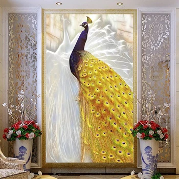 wellyu Personalizados grande pintor de parede com asas voando branco amarelo pavão Chinês varanda de fundo de parede papel de parede