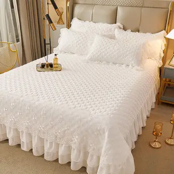 WOSTAR Acolchoado engrossar branco lençol de verão colcha casal 2 pessoas roupa de cama de luxo cama de casal, roupa de cama king size 180x200cm