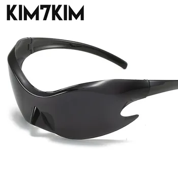 Y2K Óculos de sol esportivo Mulheres 2023 Tendências Punk Óculos de Sol dos Homens Retro 2000 a Marca de Luxo de Uma Peça Especial em forma de Óculos de sol Tons