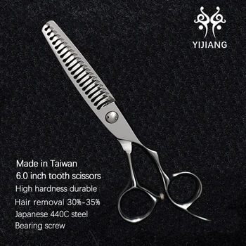 Yijiang 6,0 Polegadas De 20 Dentes Barbeiro Profissional Tesoura Japão Aço 440C Corte de cabelo Desbaste, Tesouras Para Cabeleireiros