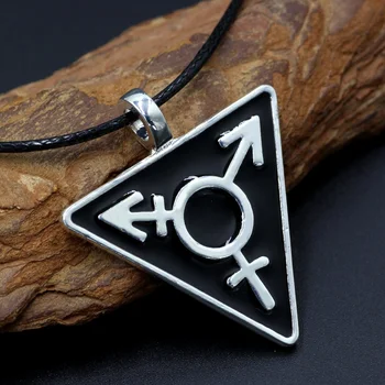 youe brilhou Negra, Transexuais Colar Masculino Feminino Símbolo de Triângulo Gay Pingente de Estanho LGBT Colar
