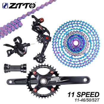 ZTTO MTB Bicicleta de 11 a Velocidade de transmissão 11s 11-52T 11S 46T 50T cassete arco-íris ultraleve k7 11v 52T HG 11s shifter desviador de corrente